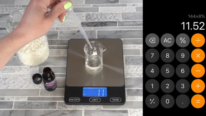 determining how much fragrance oil needed for candle at 8 percent fragrance load
