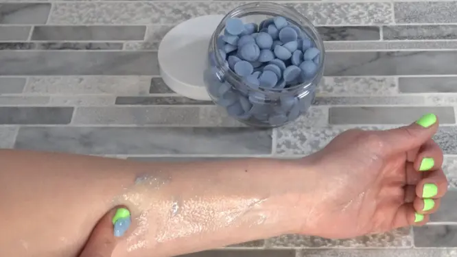 melting lotion dot on skin