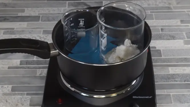 melting oils and butters in double boiler