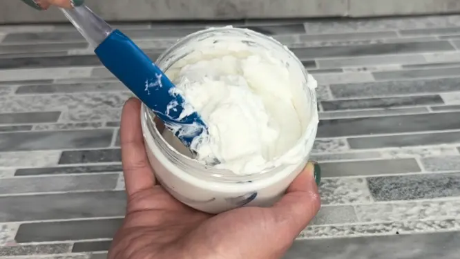 showing texture of emulsified body butter