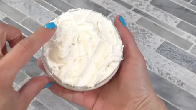 whipped DIY foot cream for cracked heels in glass jar