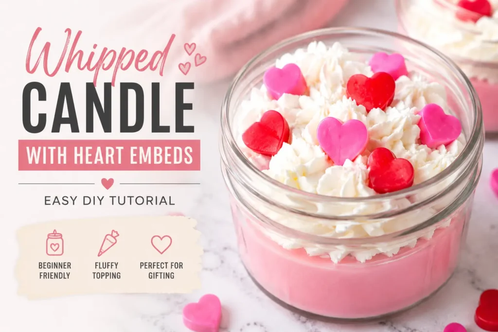 whipped candle with heart embeds