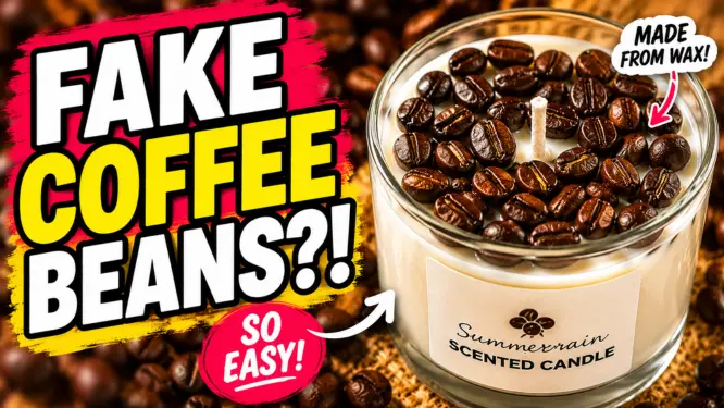 DIY Candle with Coffee Beans made out of wax on the top