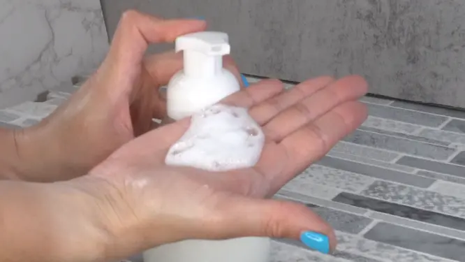 fluffy foam from DIY pearly hand soap