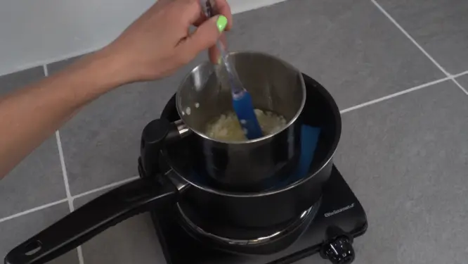 melting soy wax on a double boiler 
