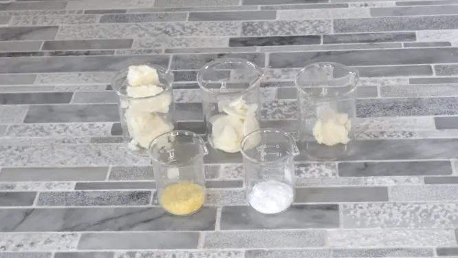 solid ingredients used in making vegan lotion dots
