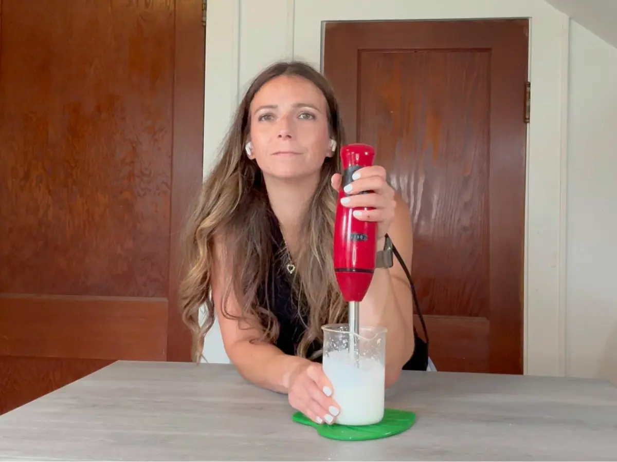 blending lotion ingredients together