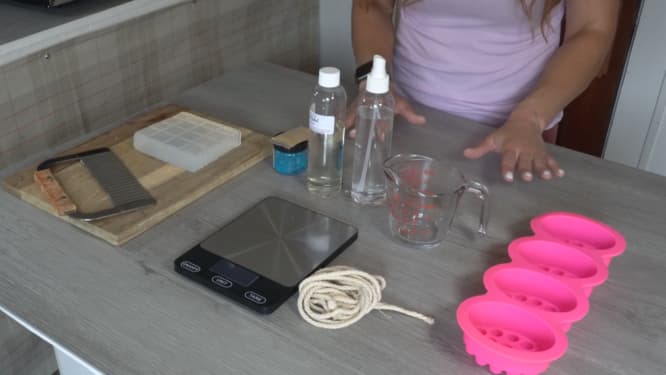 ingredients and supplies for massage soap