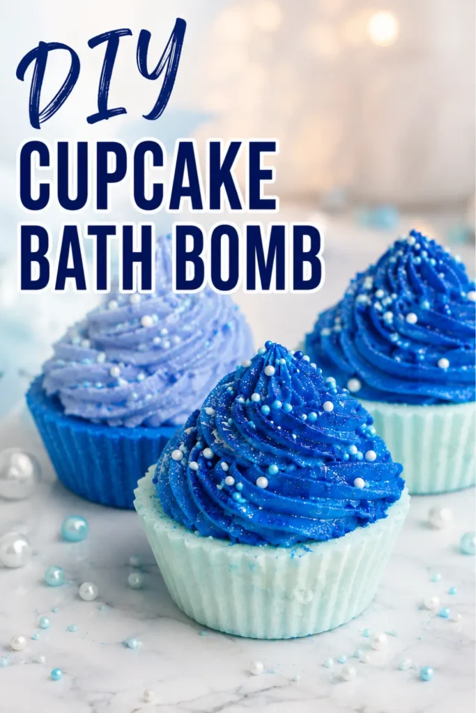 DIY Bath Bomb Cupcake finished with sprinkles