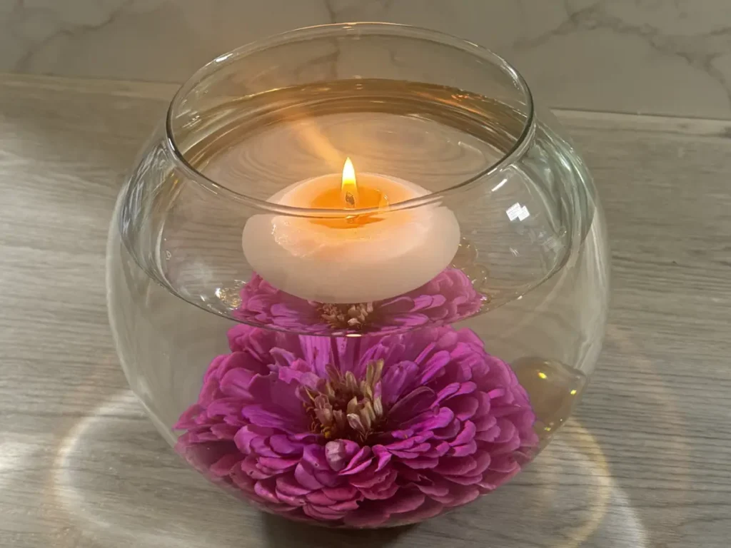 Finished floating candle centerpiece