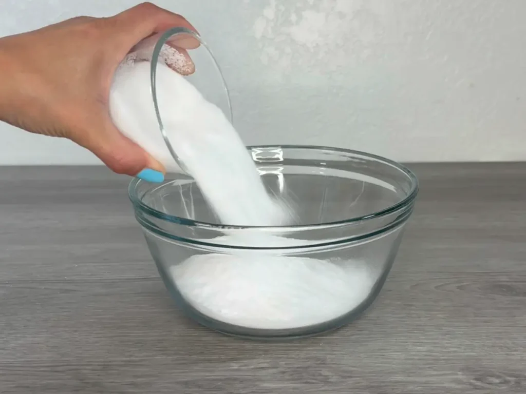 combining dry ingredients for bath bomb