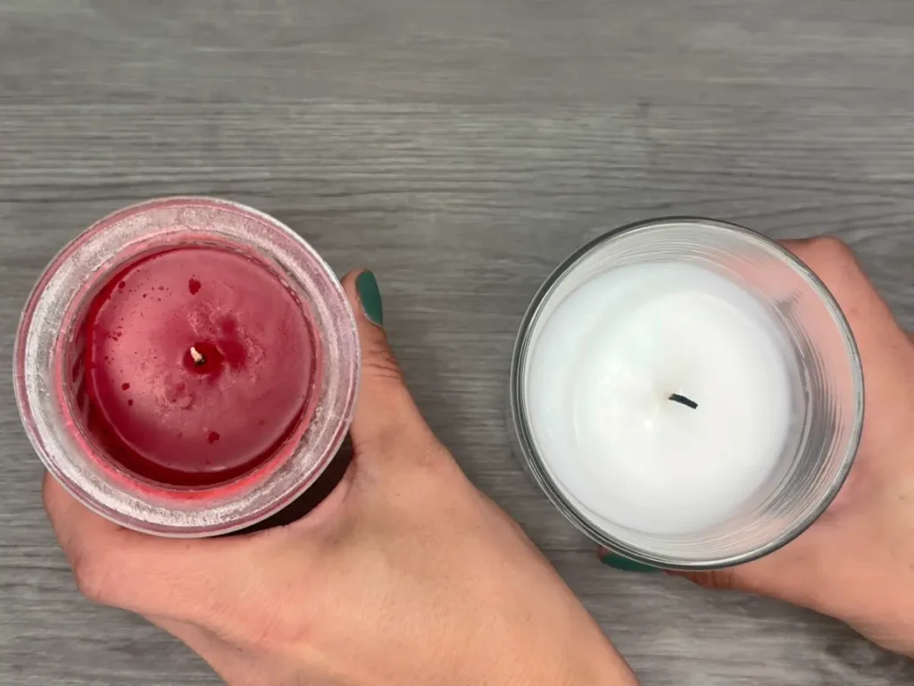 a candle that tunneled and one that did not