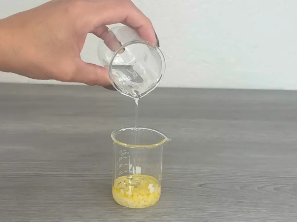 adding oil phase to heat safe container lip mask
