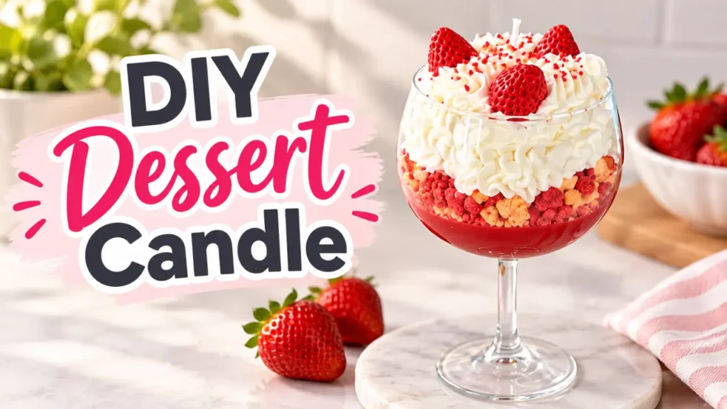 diy dessert candle with whipped cream topping