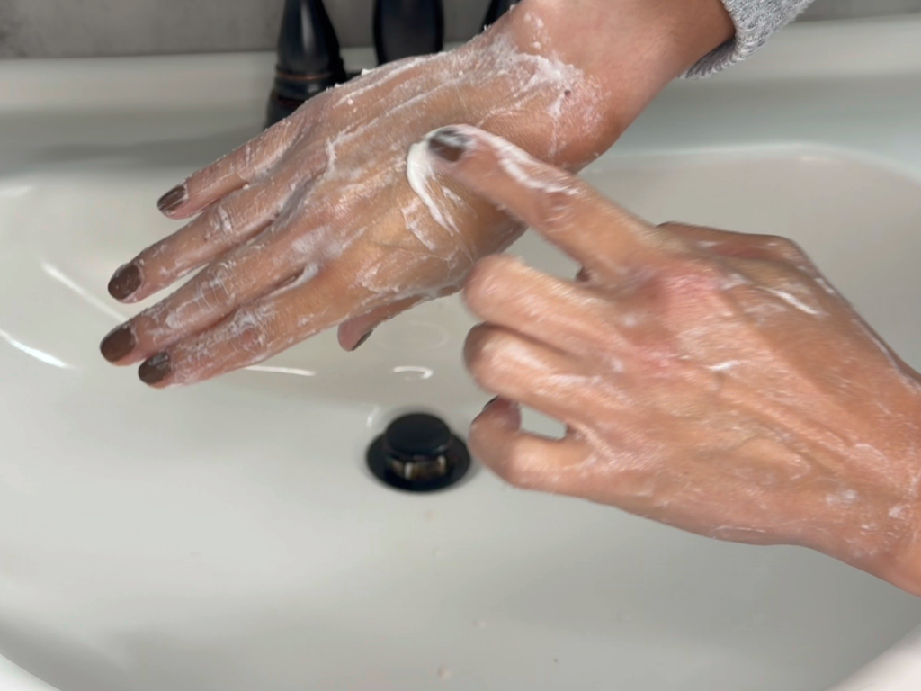 using emulsified Himalayan salt scrub