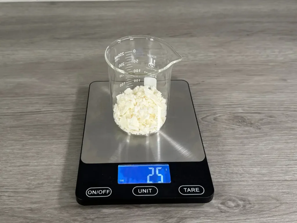 25 grams of soy wax on scale