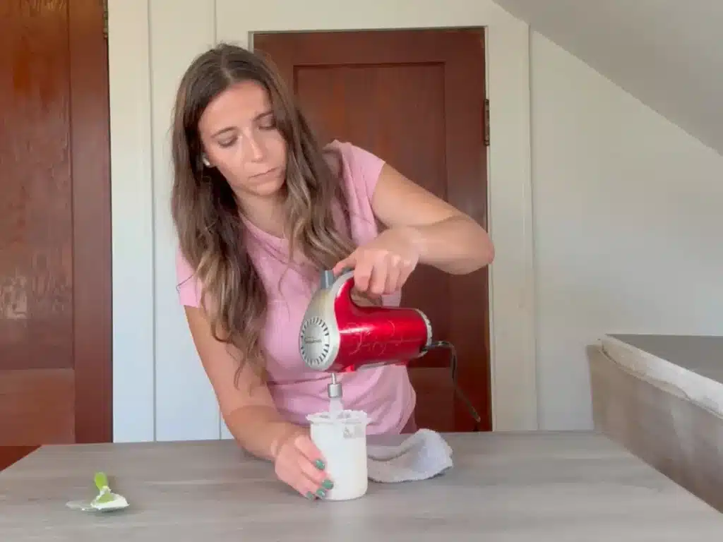 summer rain (jami) mixing body butter with a hand mixer