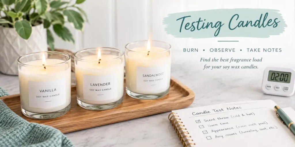 testing candles and taking notes on it