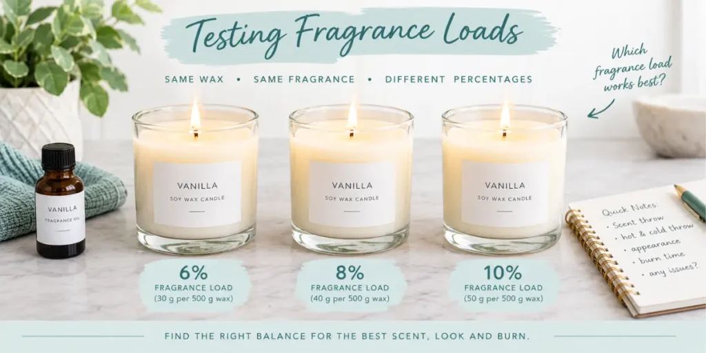 testing fragrance loads at 6%, 8% and 10%