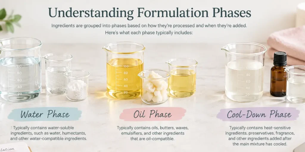 understanding formulation phases water, oil and cool down