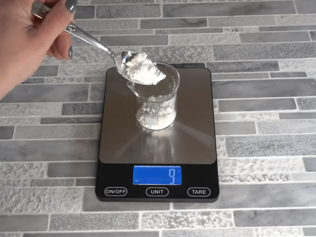 weighing ingredients